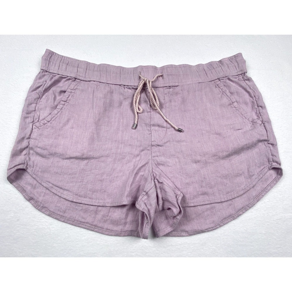 Loft Womens Lavender Linen Blend Drawstring Dolphin Hem Shorts Purple Size L